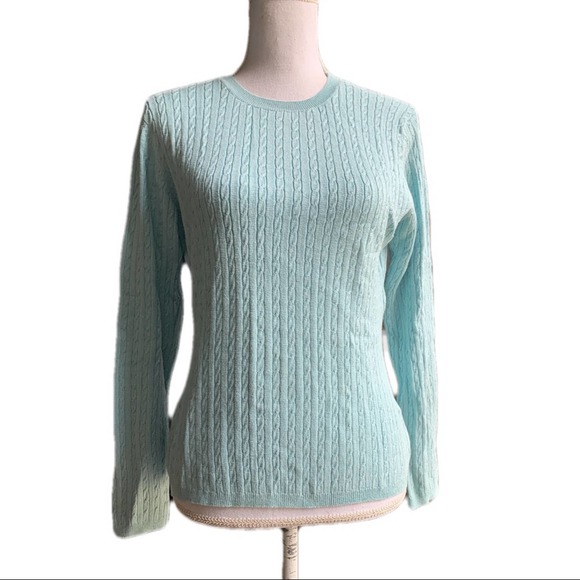 David Brooks Blue Silk Cashmere Mini Cable Knit Sweater Small - Picture 3 of 6